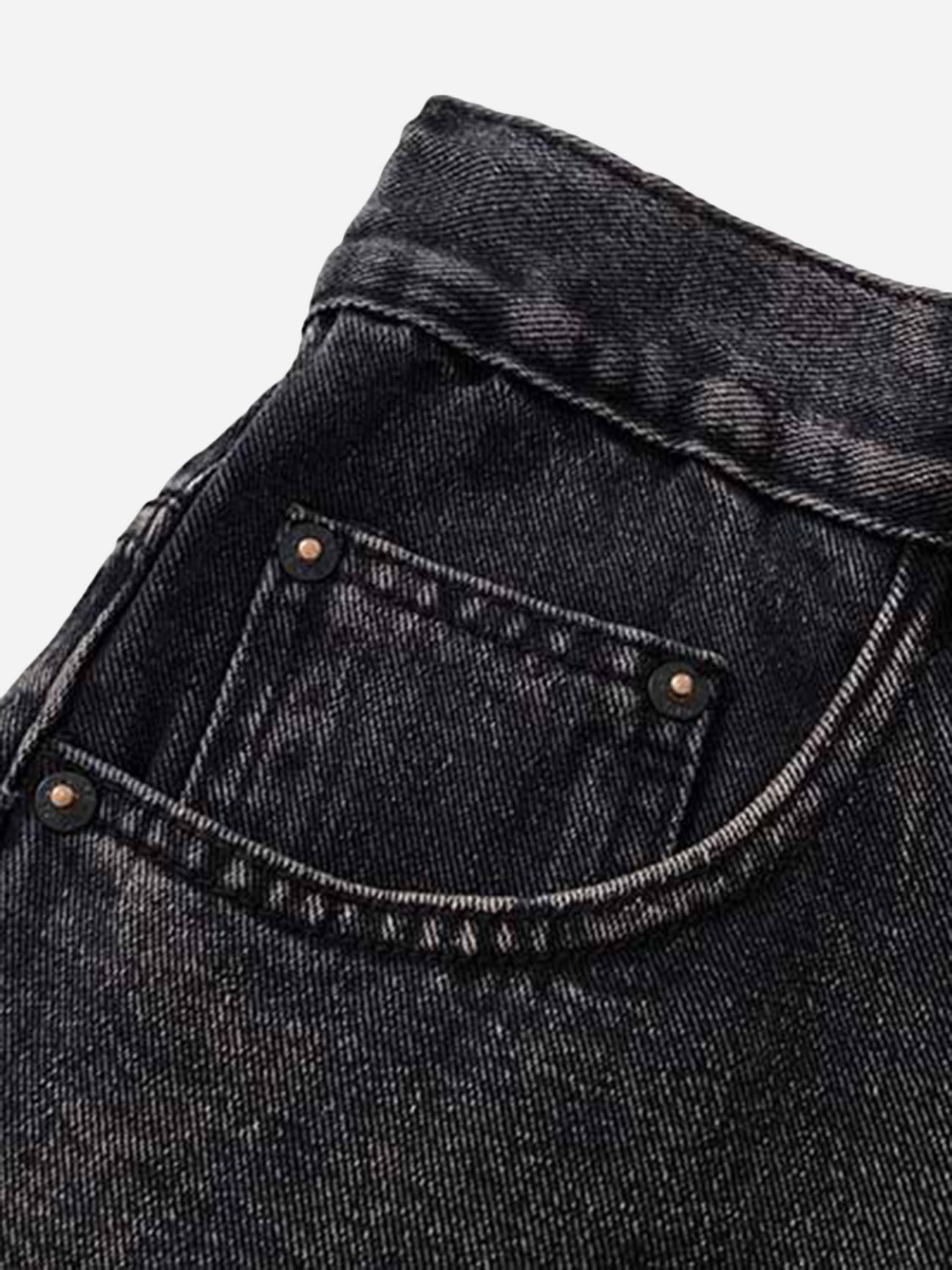 American Retro Hip-hop Do-it-yourself Zipper Jeans Tight Waist Straight Micro-flare Pants - 1462-xxchiefs