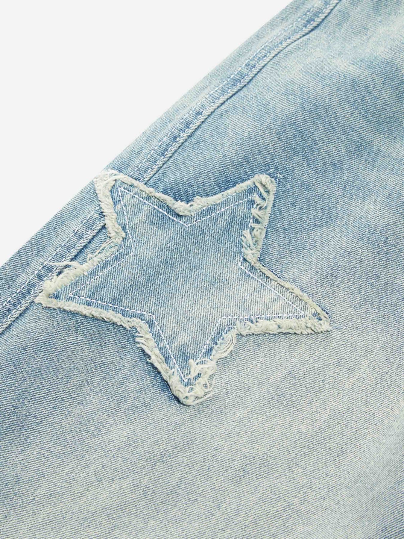 Star Patch Embroidered Jeans-xxchiefs