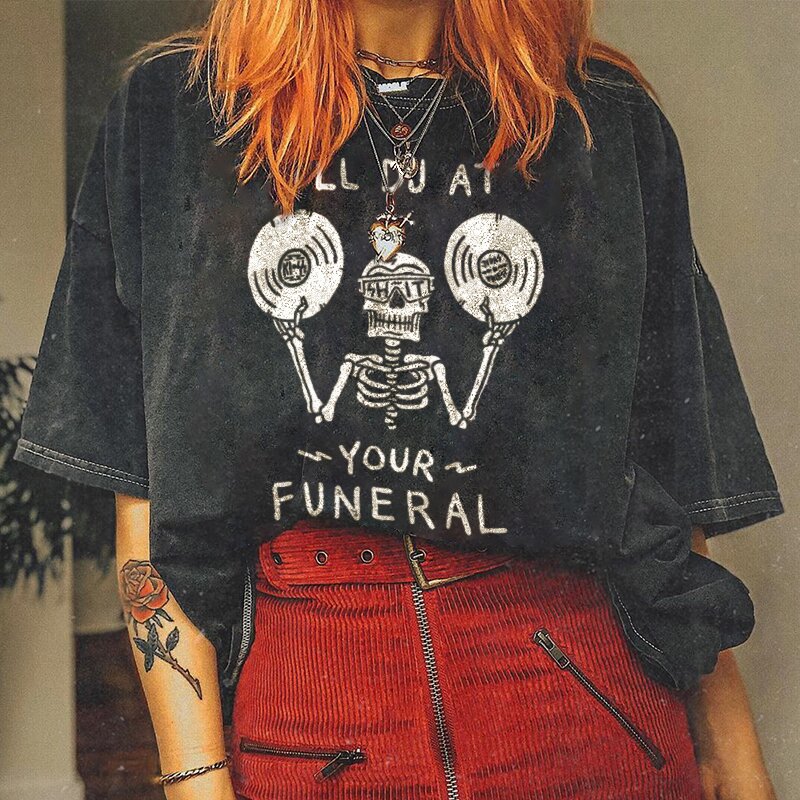 Your Funeral Skull Printed Women T-shirt-xxchiefs