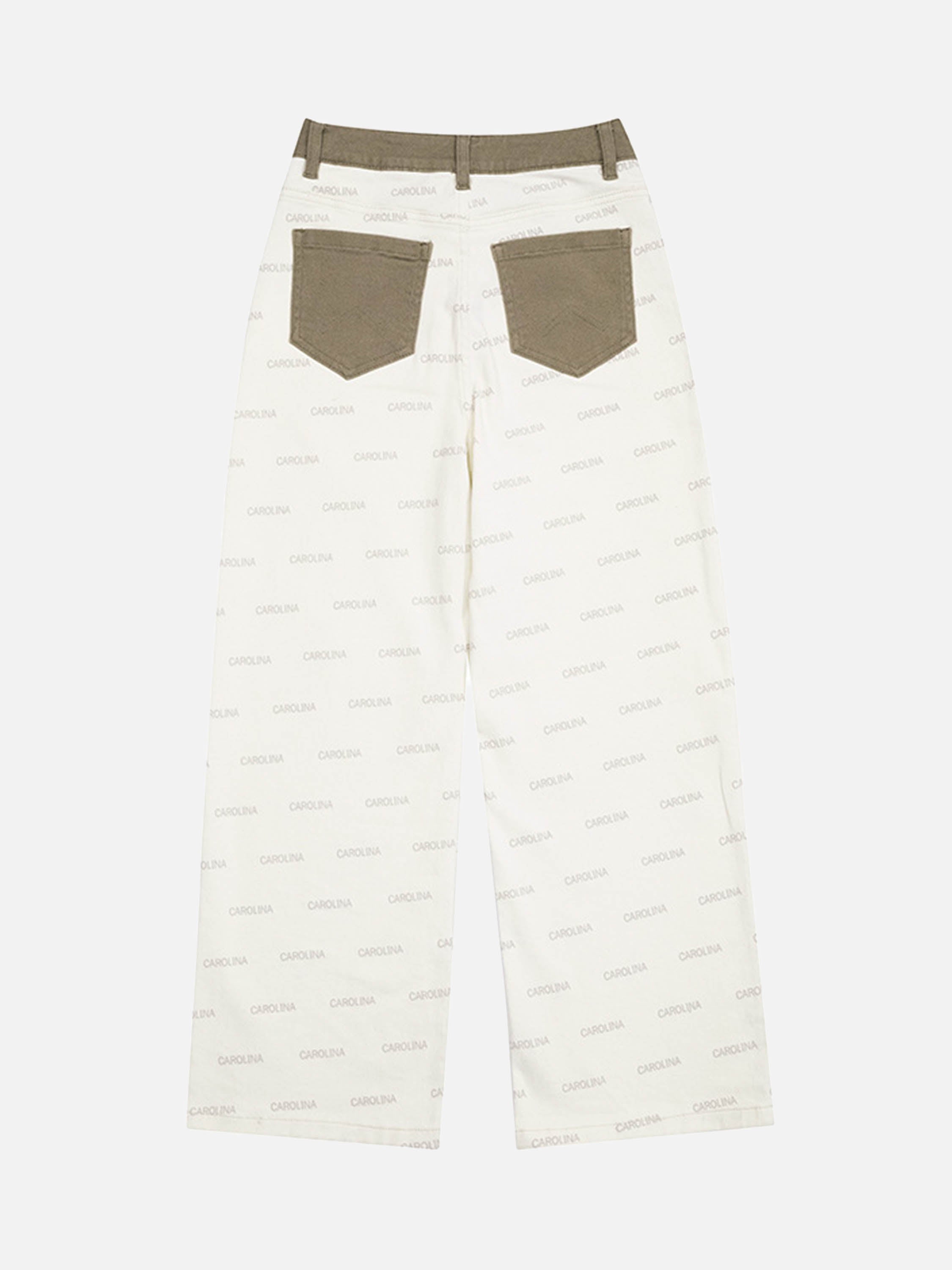 Hip-hop Patchwork Collision Color Full Print Letters Loose Jeans-1488-xxchiefs