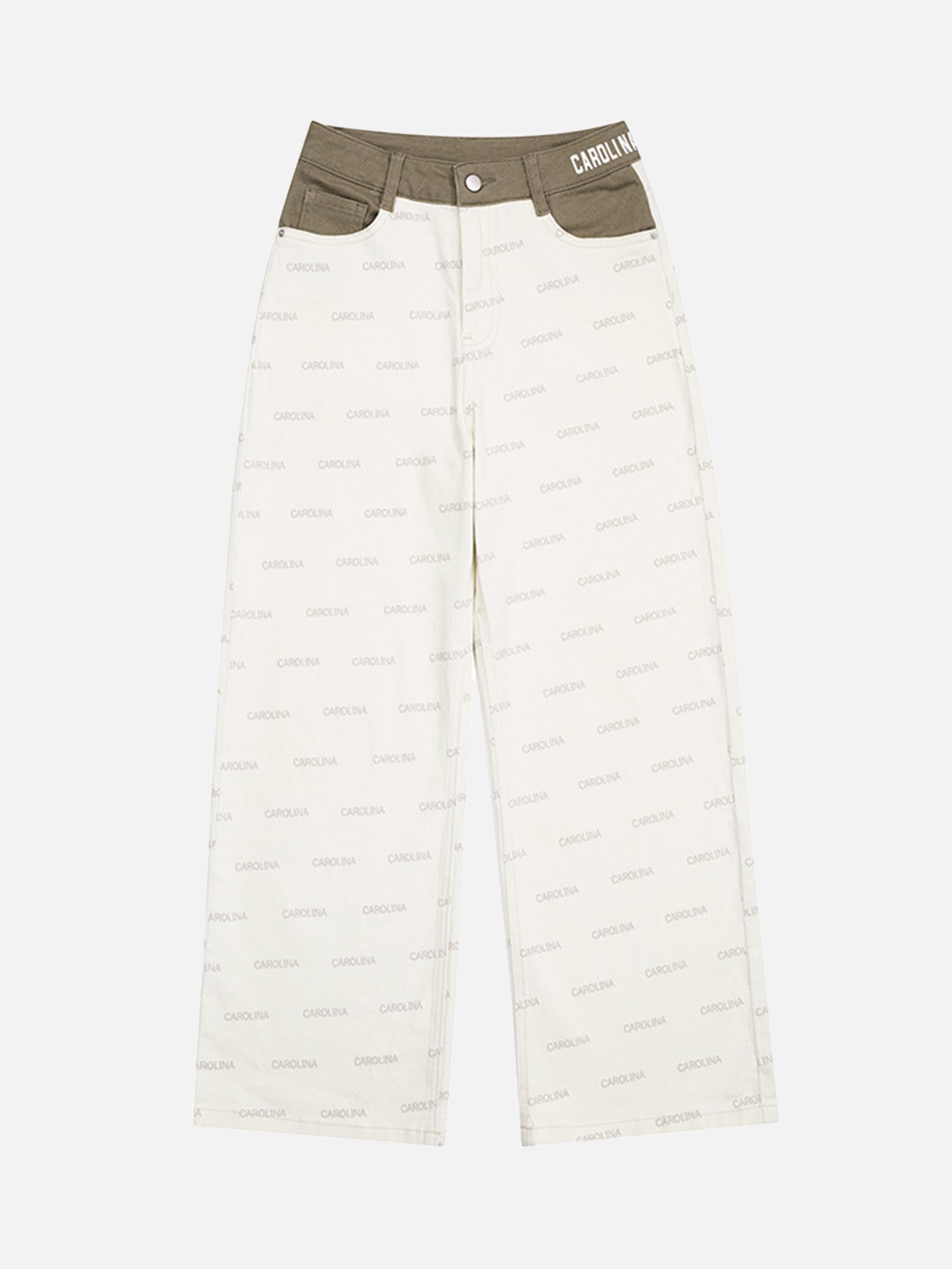 Hip-hop Patchwork Collision Color Full Print Letters Loose Jeans-1488-xxchiefs