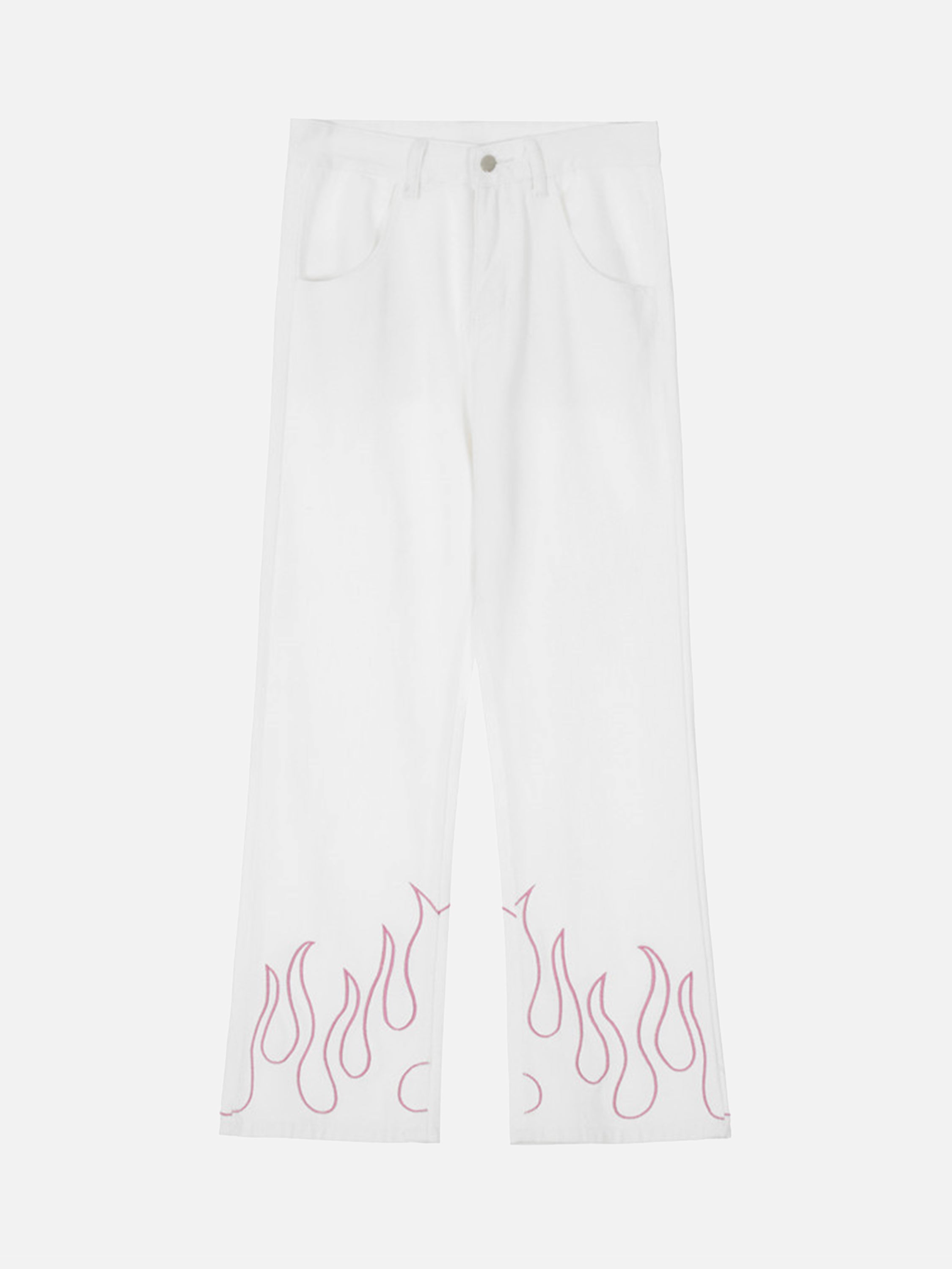 American Flame Embroidered Loose Straight Jeans-xxchiefs