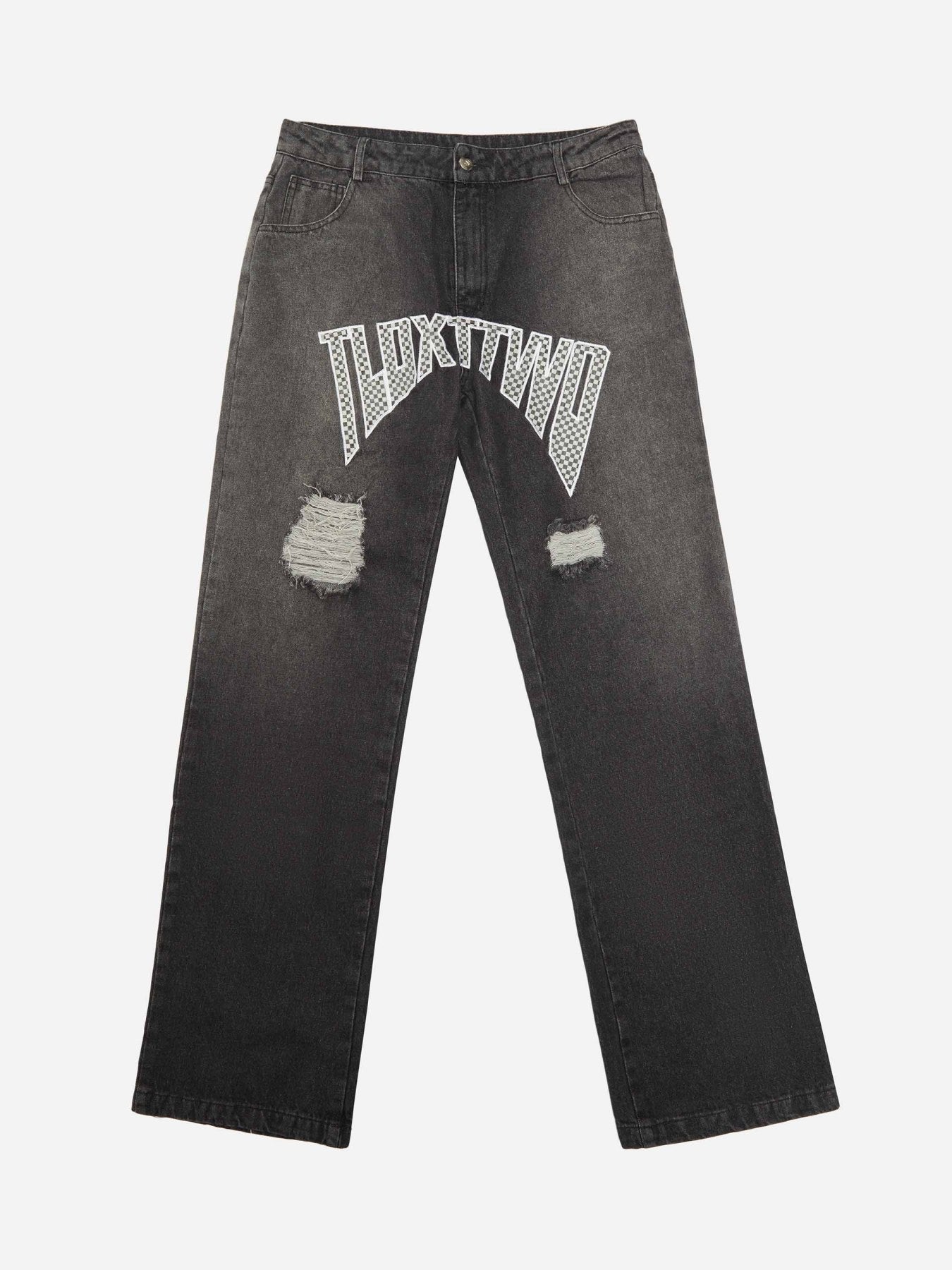 Letter Embroidered Jeans-xxchiefs
