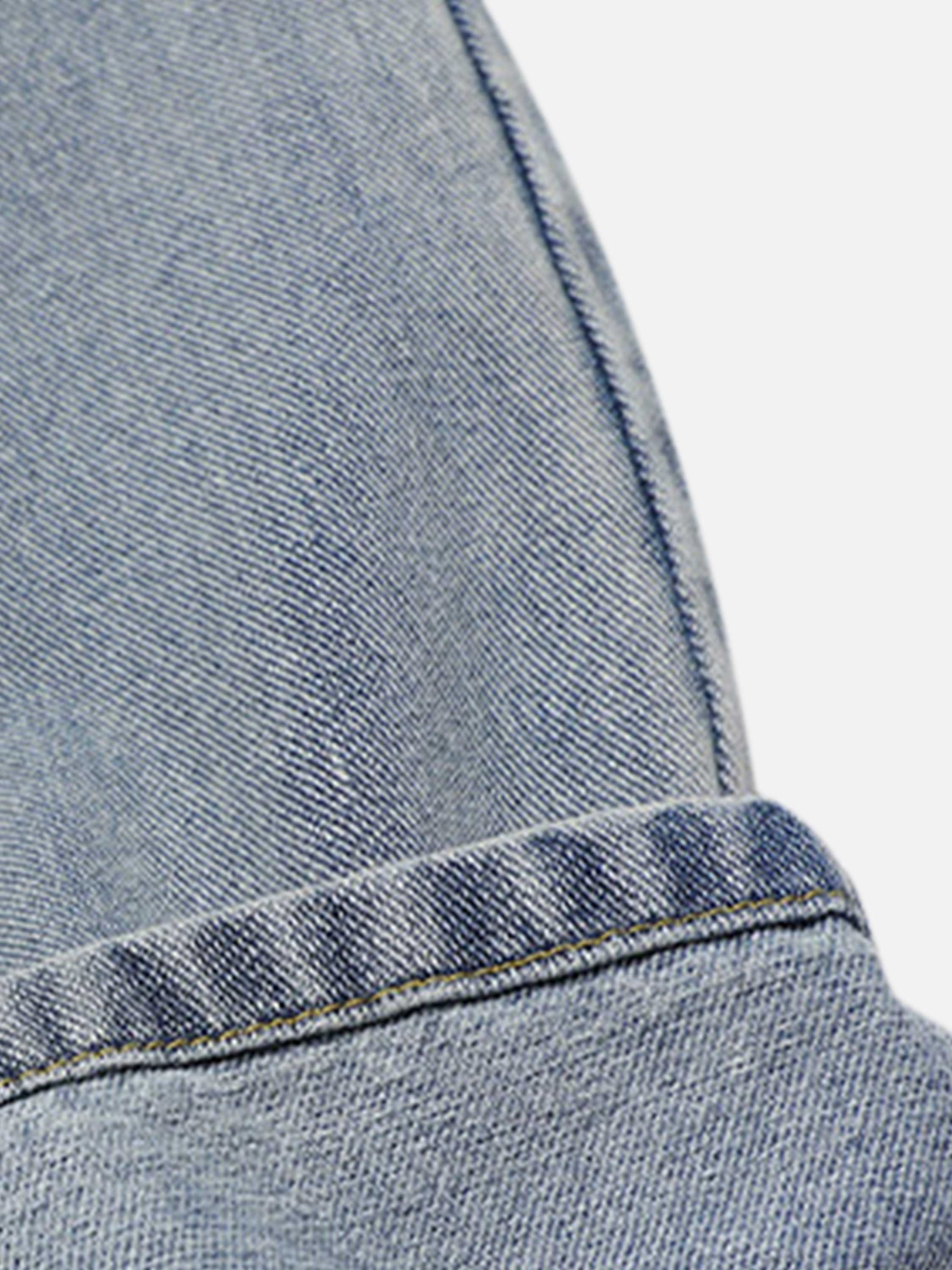 Retro Patch Embroidery Loose Straight Jeans-xxchiefs