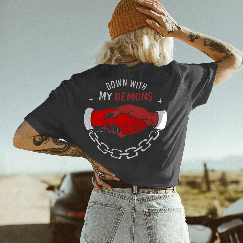 Handshake letter print loose T-shirt designer-xxchiefs