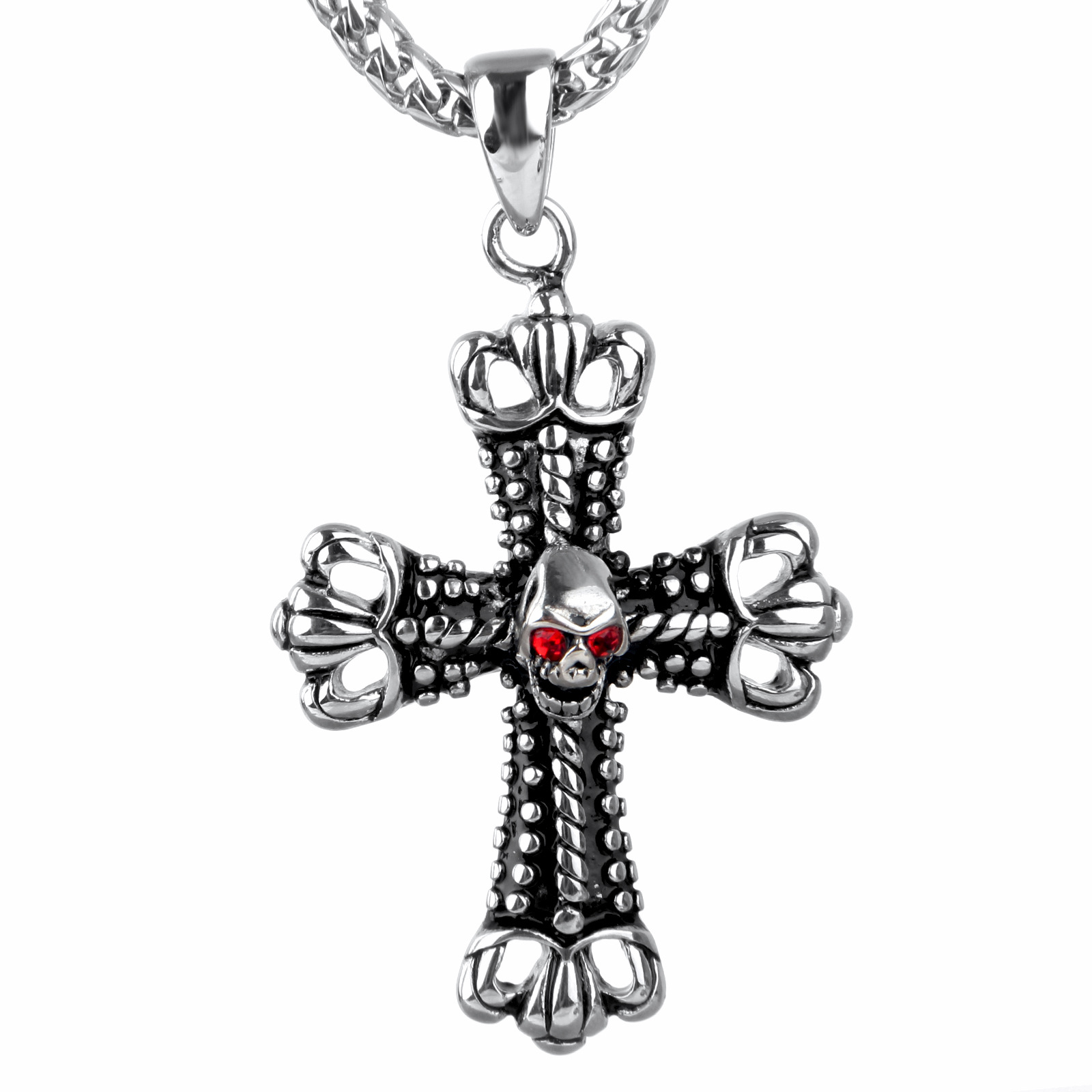 Red Eye Skull Cross Pendant-xxchiefs
