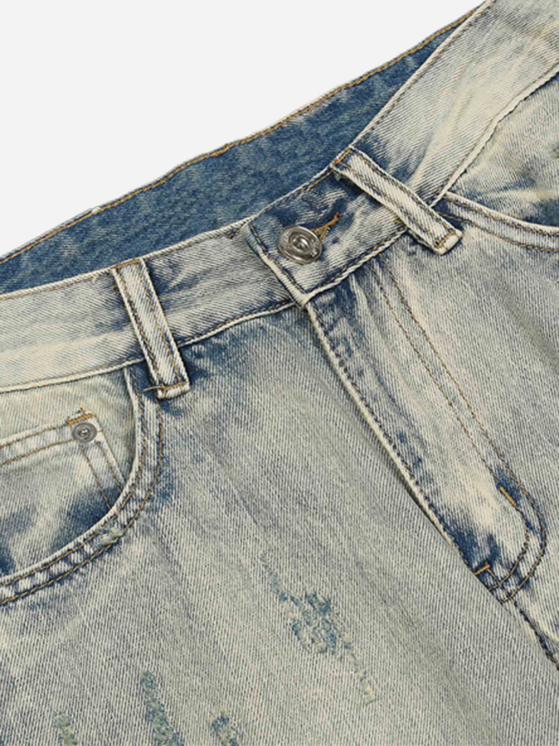 Hip-hop Holes Do Old Footwear Pants Zipper Openings Slim-fit Pants Jeans-xxchiefs
