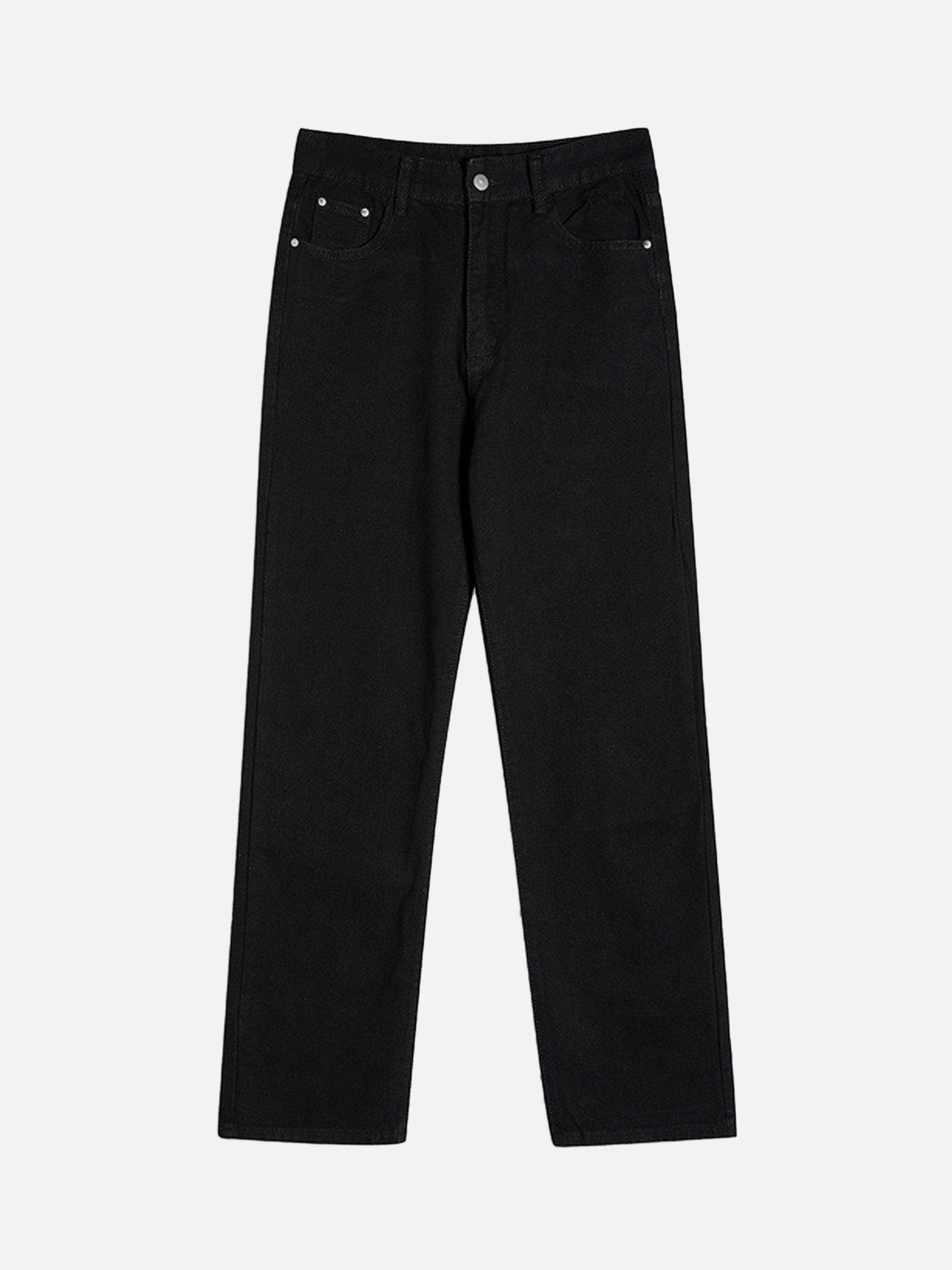 American High Street Burning Text Embroidered Letters Jeans-xxchiefs