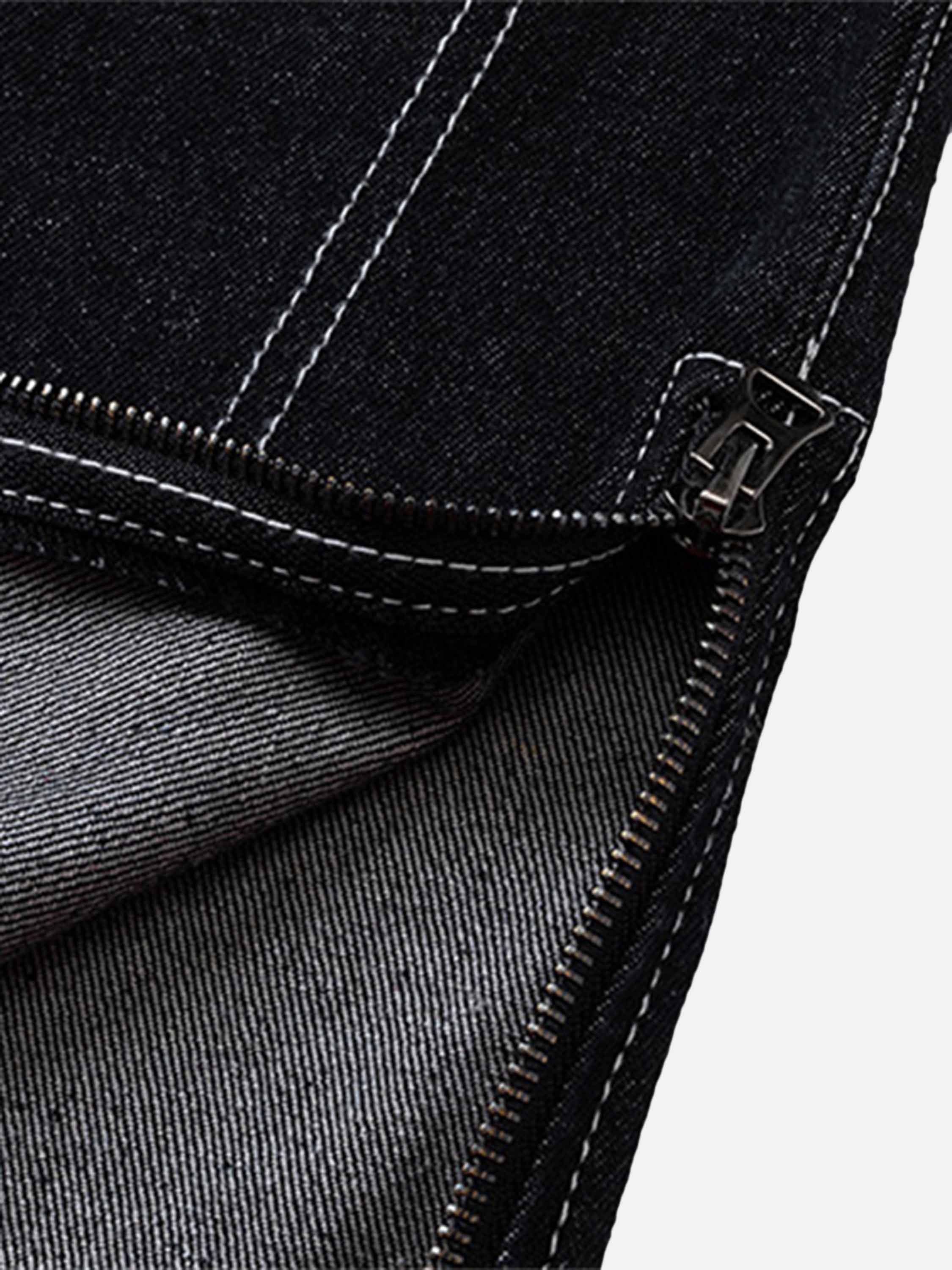 American High Street Patchwork Series Bright Line Jeans Zipper Slit Nine-quarter Pants-xxchiefs