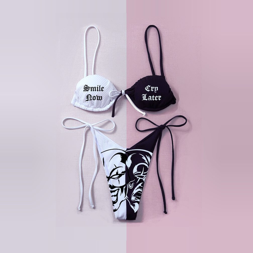 Dark Print Stitching Multi-rope Bikini-xxchiefs