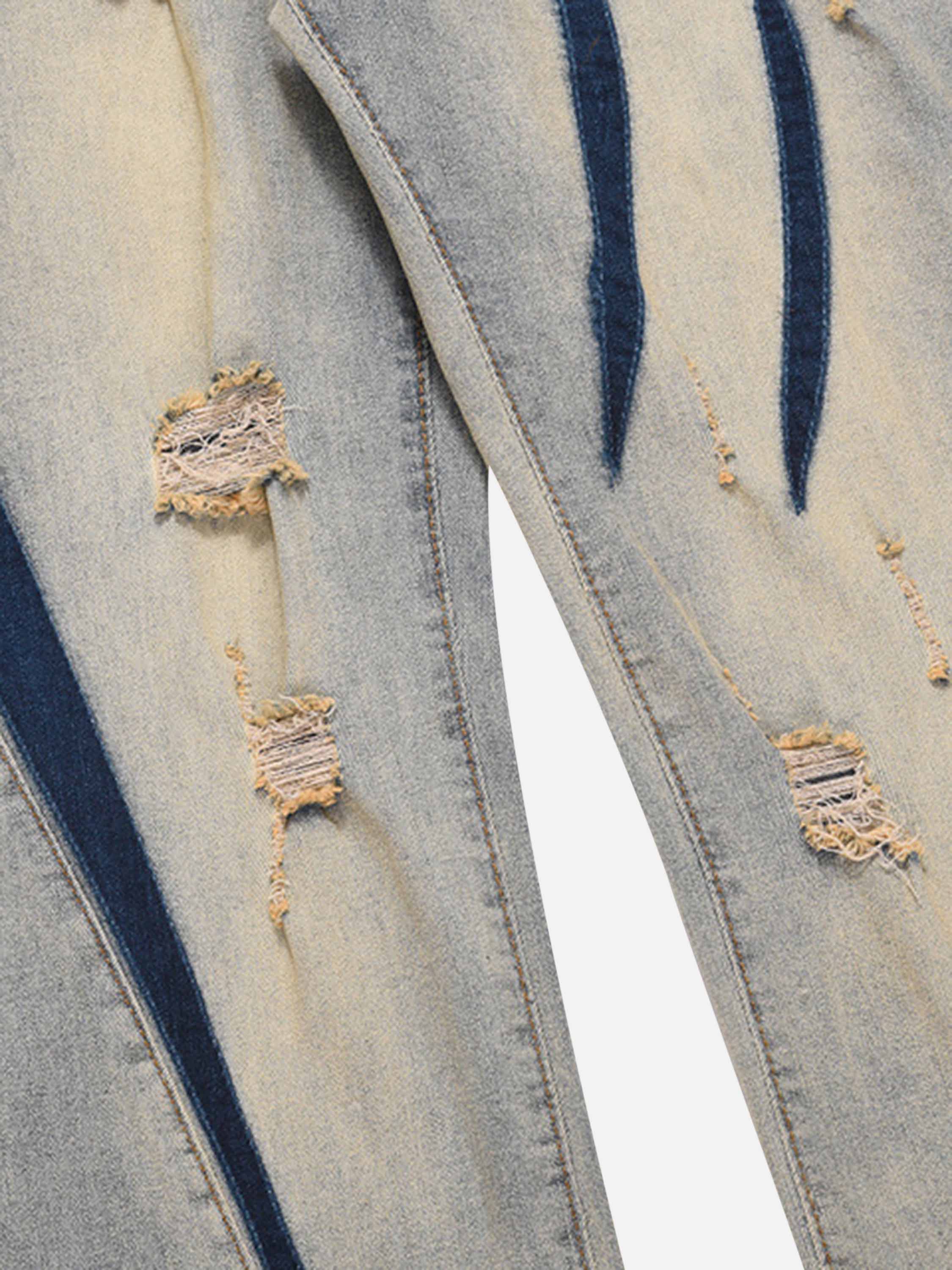American High Street Washed And Torn Casual Straight Jeans-xxchiefs
