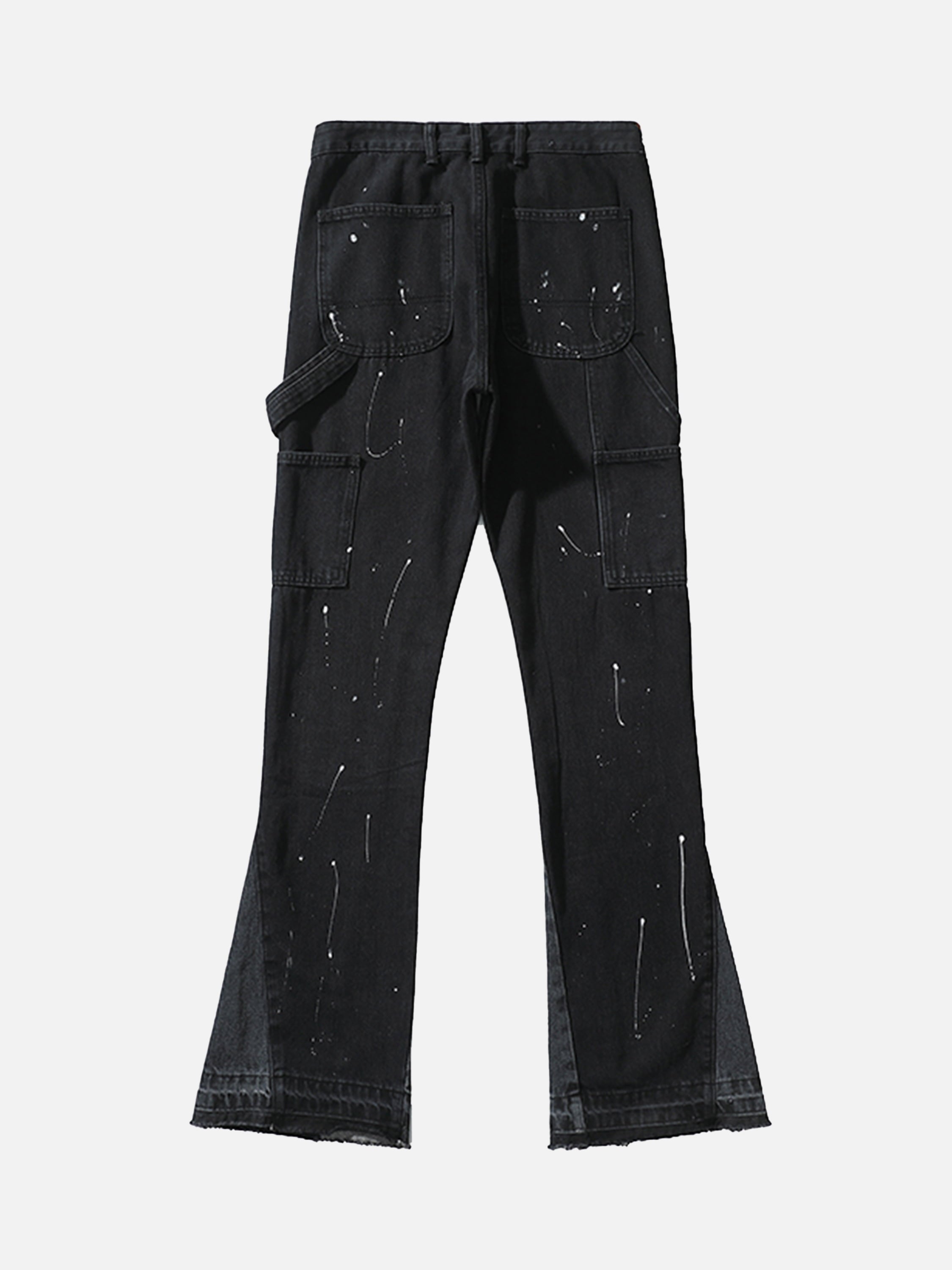 Ink Splash Print Straight Leg Jeans-xxchiefs