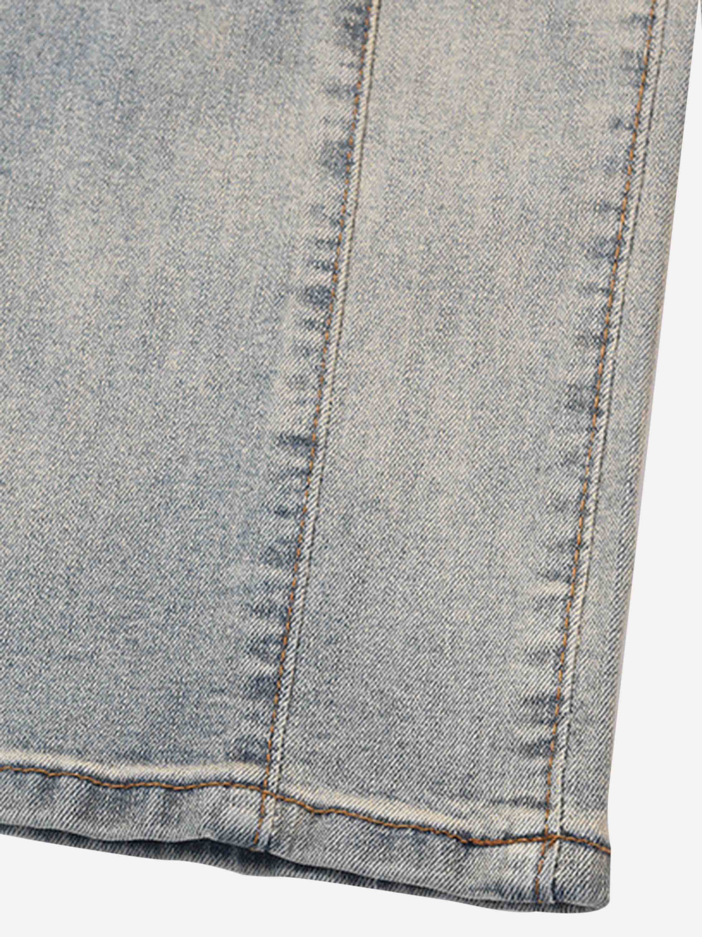 American High Street Washed And Torn Casual Straight Jeans-xxchiefs