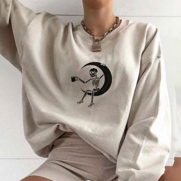 Skeleton crescent moon designer print sweatshirt-xxchiefs