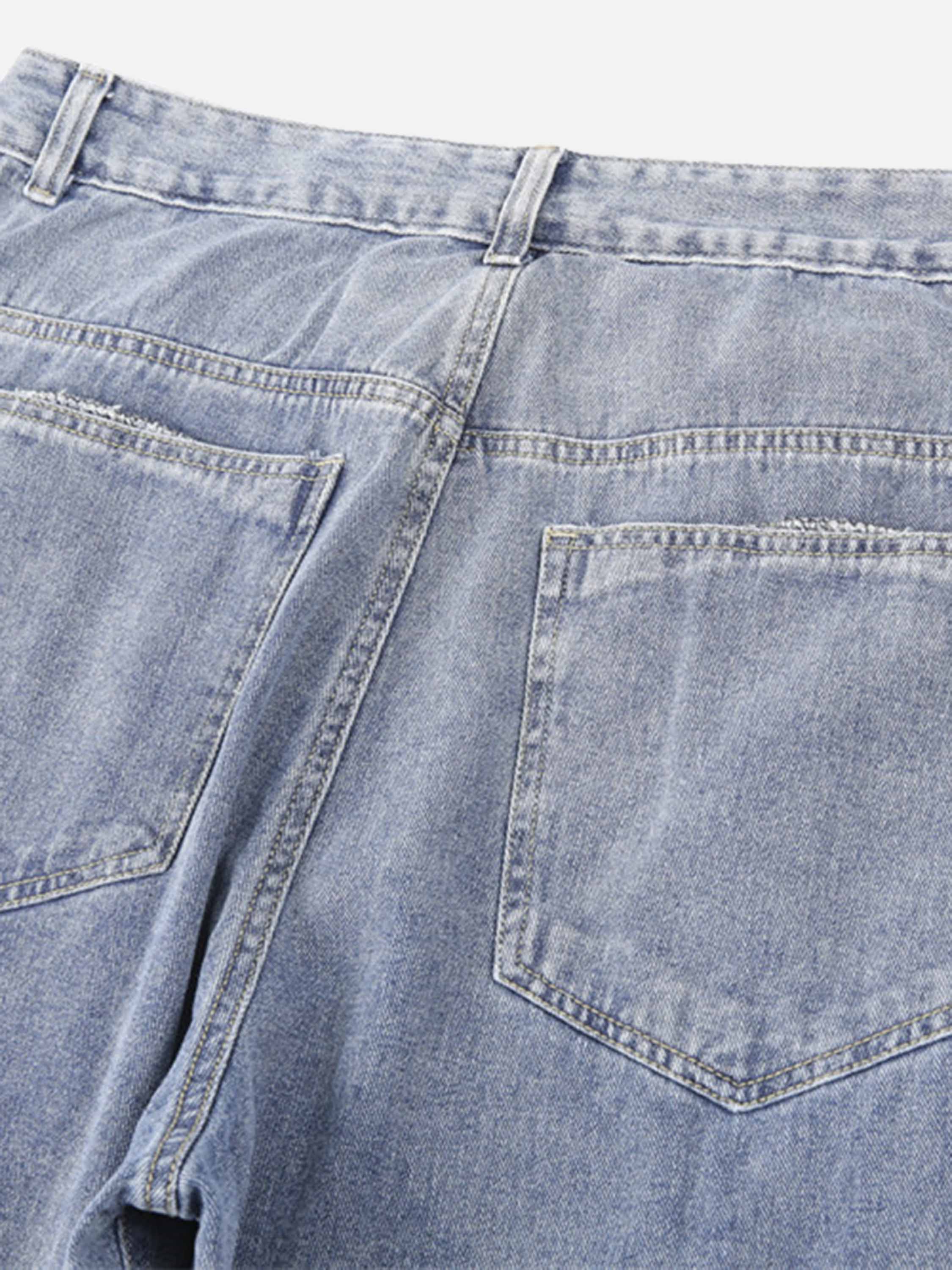 American High Street Embroidered Letters Jeans Nine-quarter Pants-xxchiefs