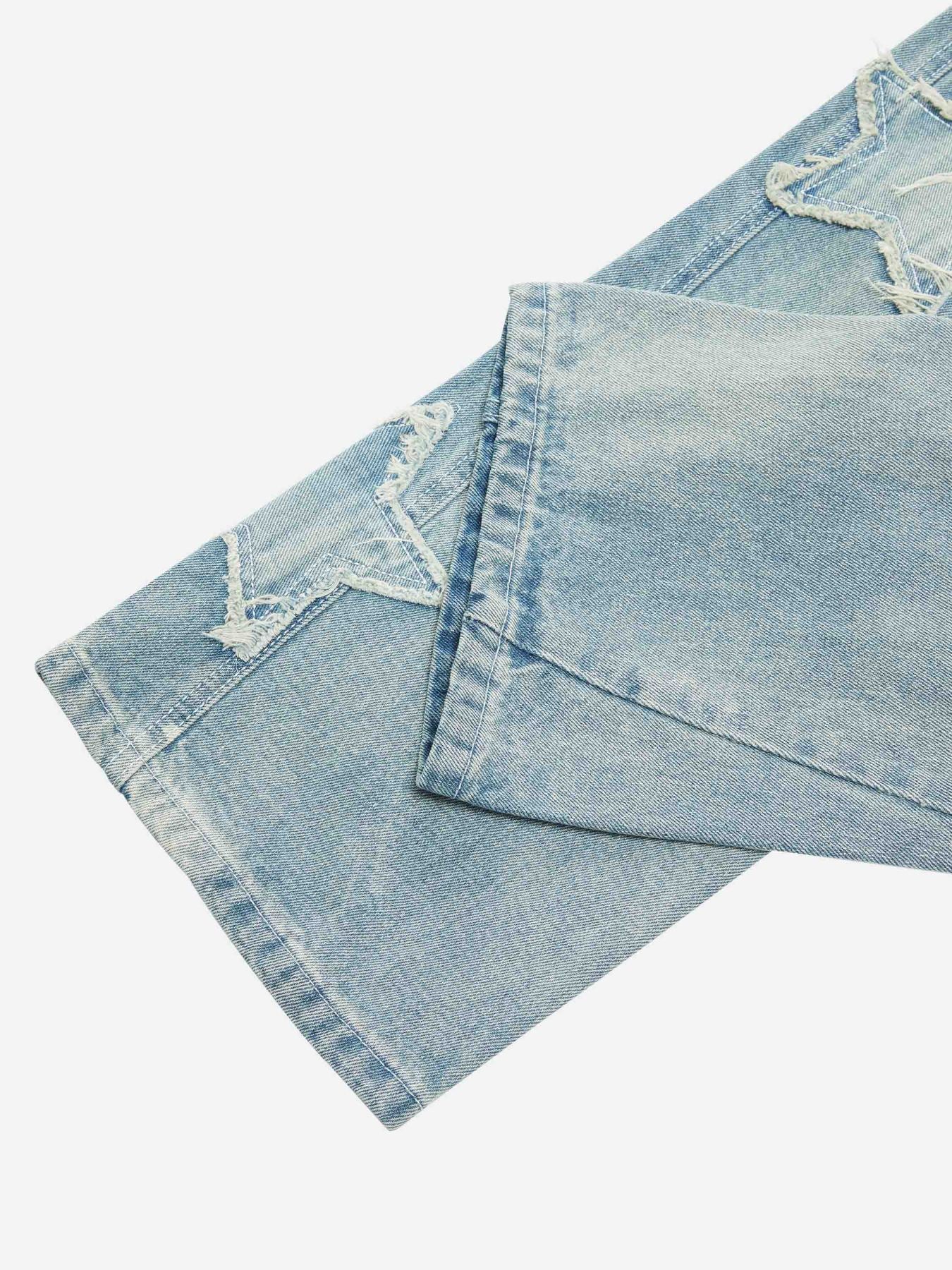 Star Patch Embroidered Jeans-xxchiefs