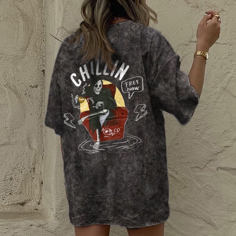 CHILLIN coffee skull print t-shirt-xxchiefs