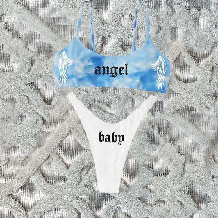 Angel Print Sports Bikini Set-xxchiefs