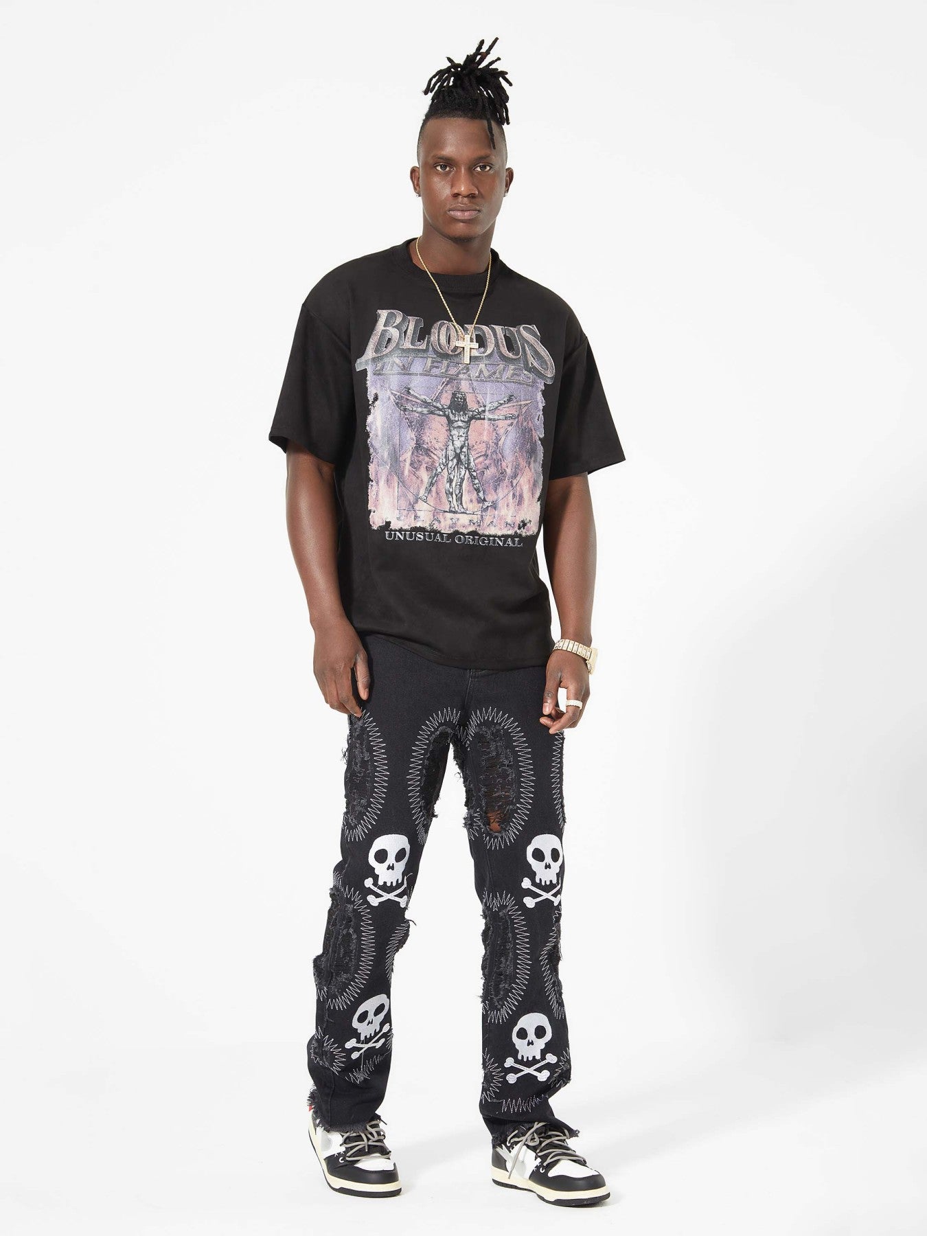 Skull Embroidered Jeans-xxchiefs