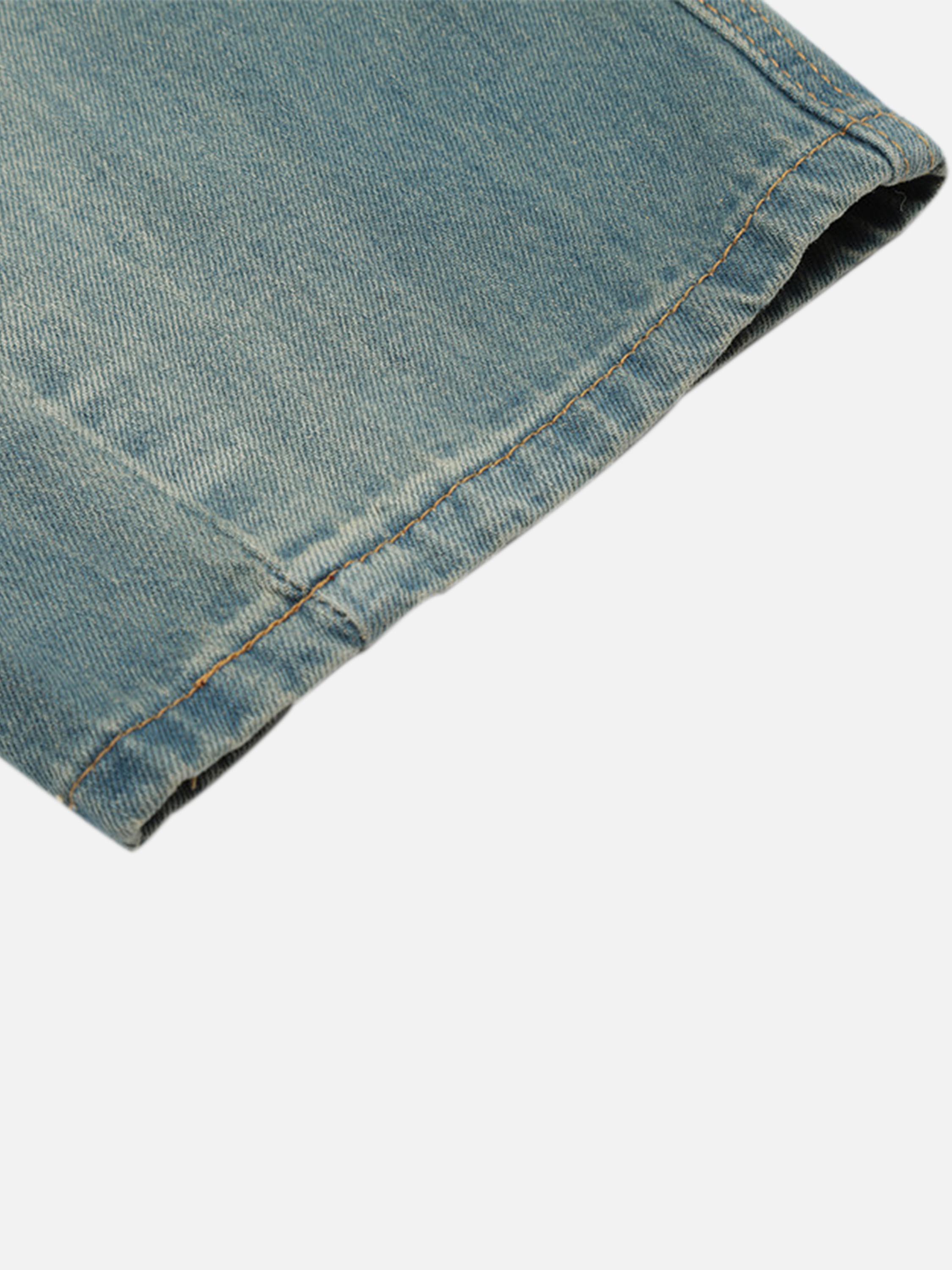 Hip-hop High Street Flame Embroidered Straight-legged Denim Pants-xxchiefs