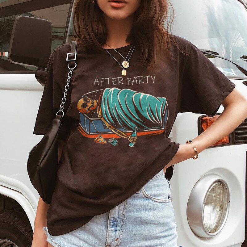 AFTER PARTY skull print women's fashion T-shirt-xxchiefs