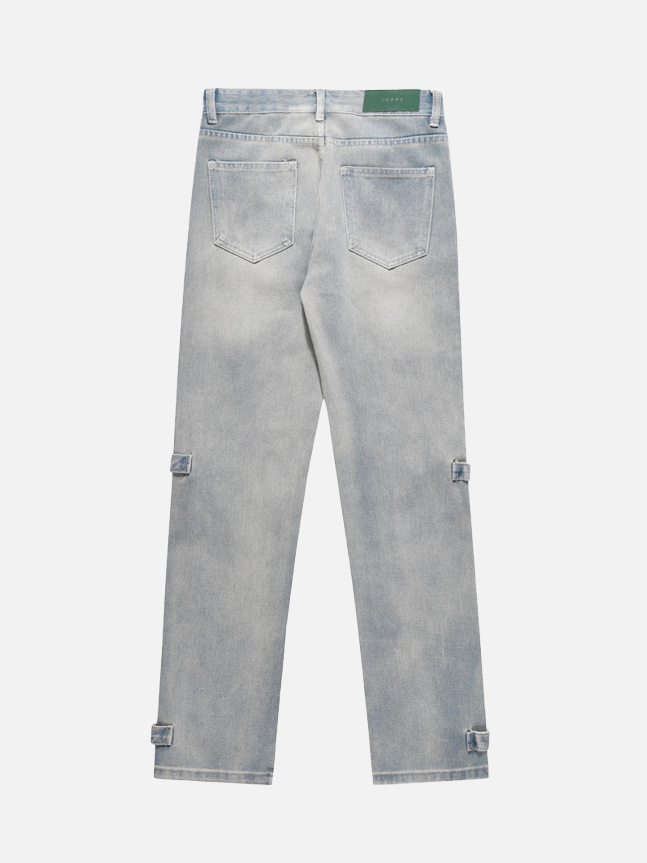 High Street Hip-hop Design Sense Zipper Straight Jeans Nine-point Pants-xxchiefs