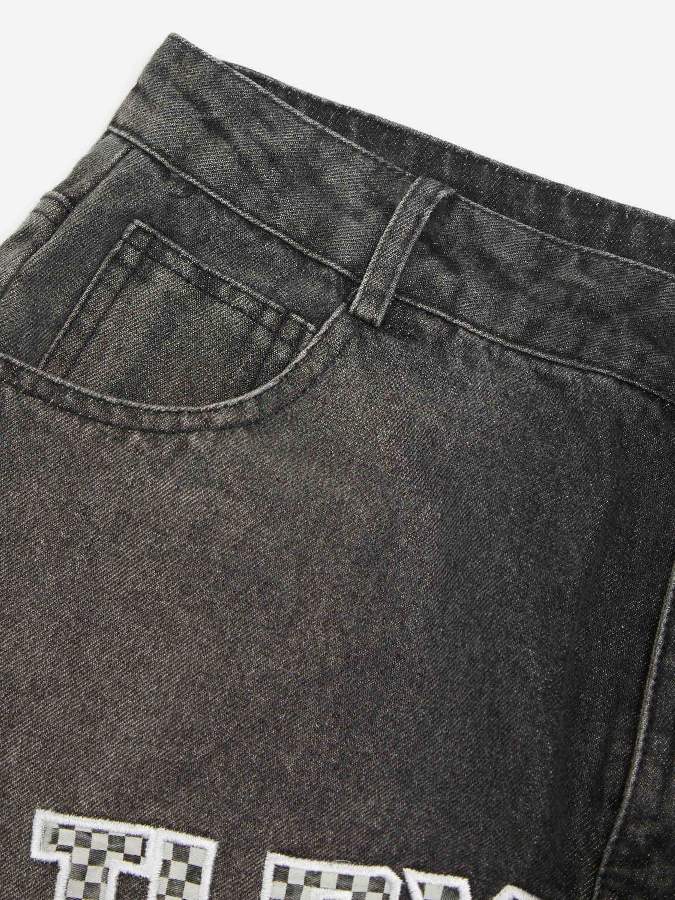 Letter Embroidered Jeans-xxchiefs