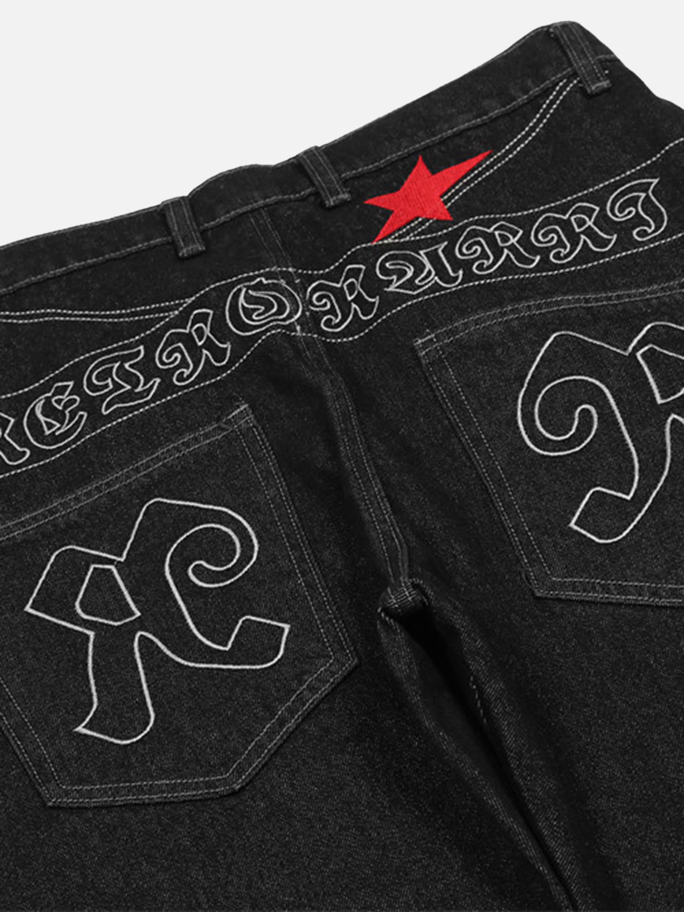 American Letters Embroidered Straight Jeans-xxchiefs