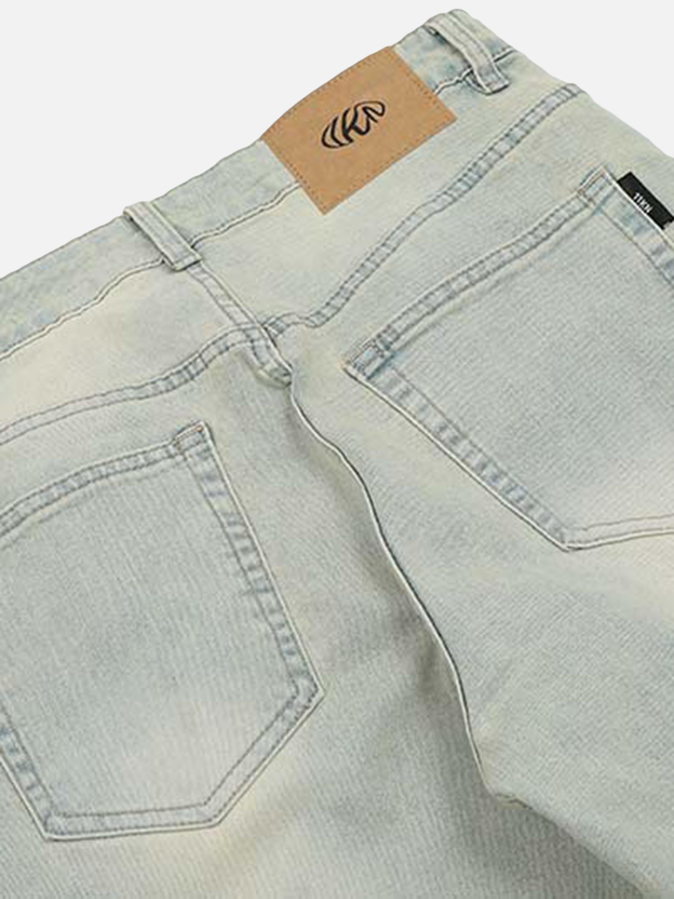 Vintage Washed Letter Print Jeans Straight Leg-xxchiefs