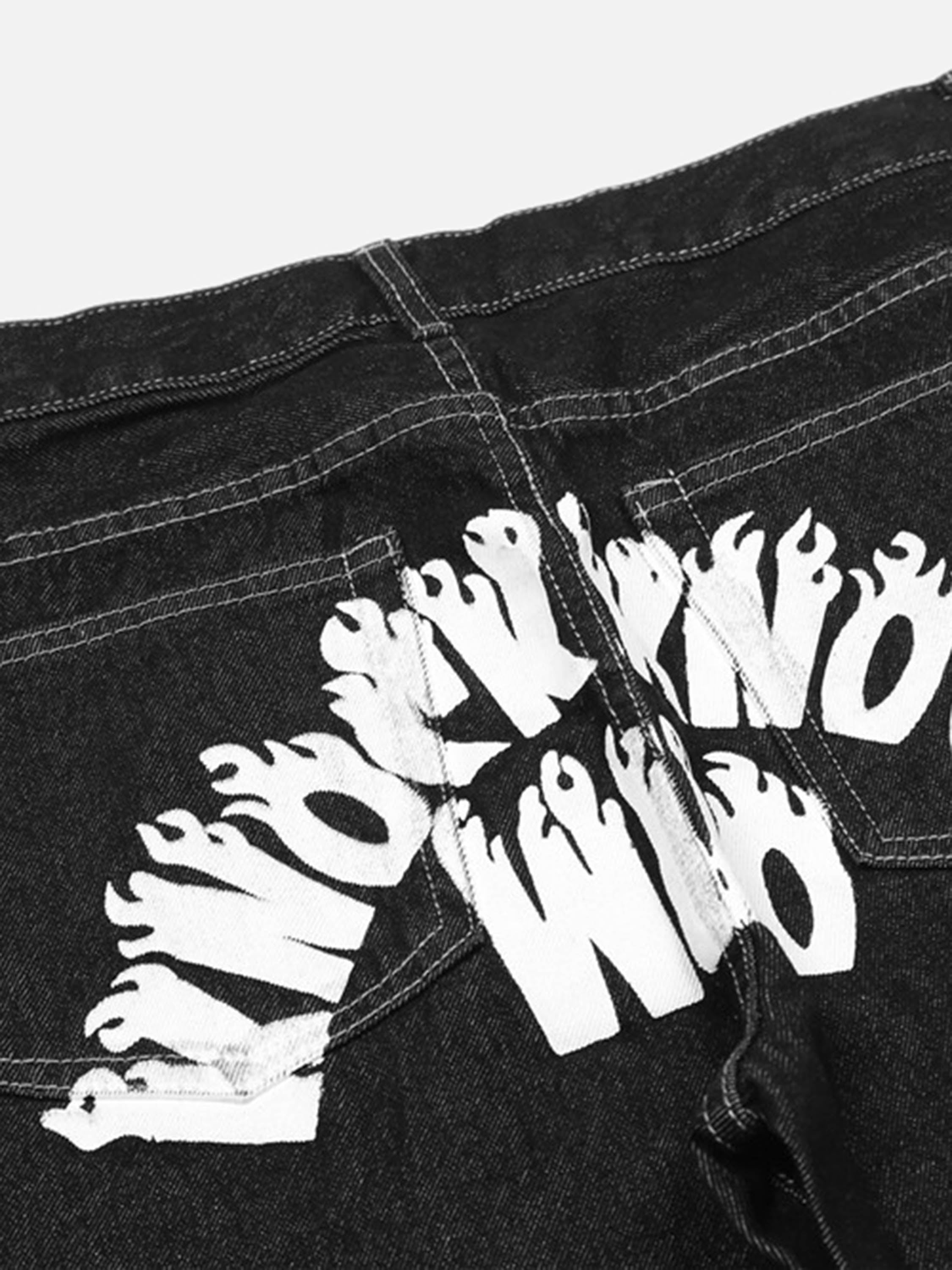 American Cartoon Devil Print Jeans-xxchiefs