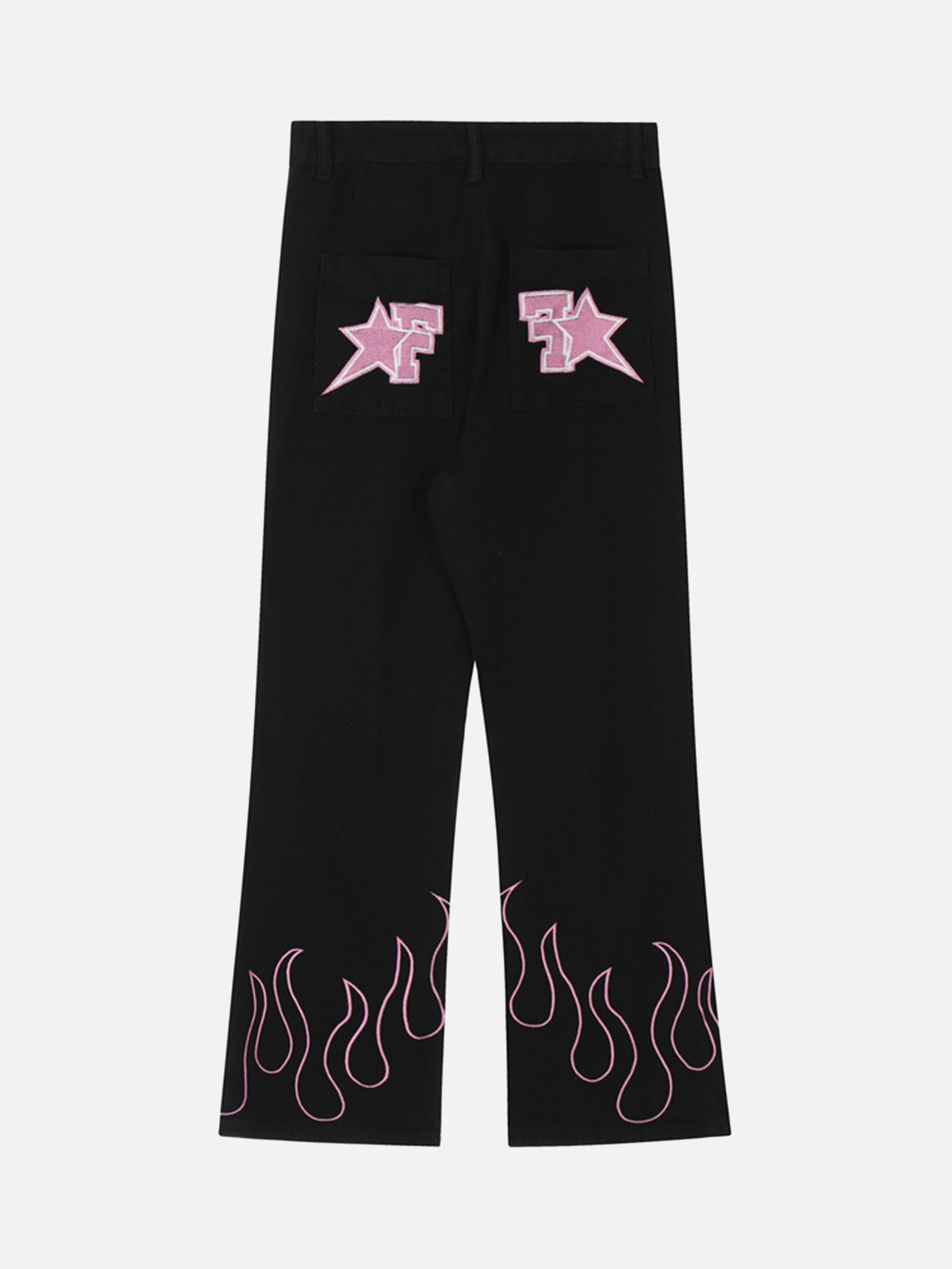 American Flame Embroidered Loose Straight Jeans-xxchiefs