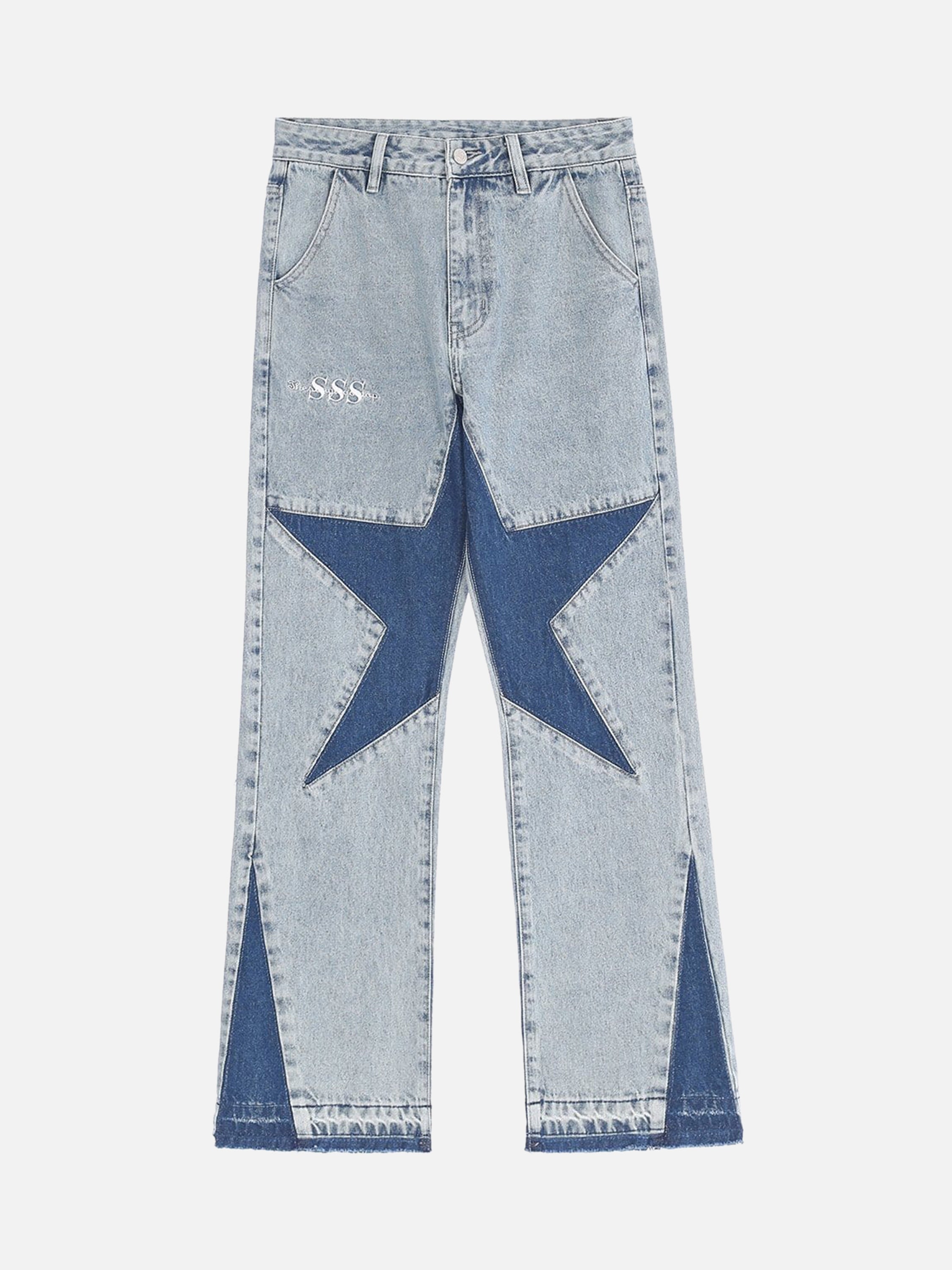 Patchwork Forked Five-pointed Star Jeans-xxchiefs
