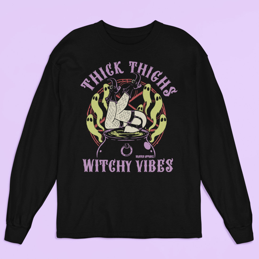 Thick Thighs Witchy Vibes Long Sleeve Shirt-xxchiefs