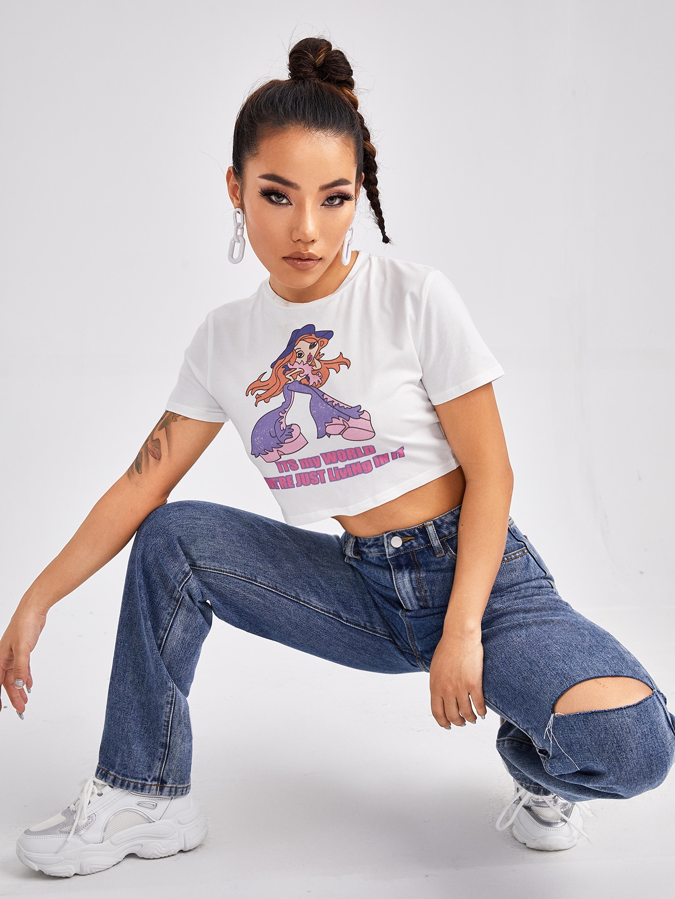 Jeans rectos con rotos Volenta, azul claro, -47%
