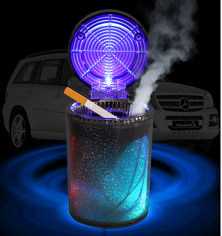 Car LED Light Up Ashtray Smokeless Ash Cigarette Cylinder Holder Cup Colorful