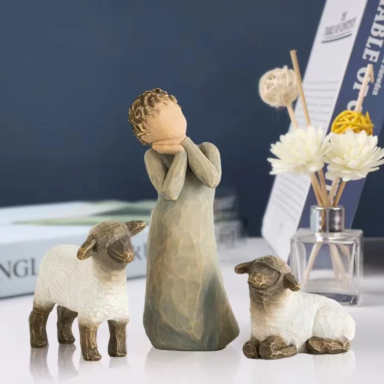 Creche Nativity Shepherdess Three Piece Set