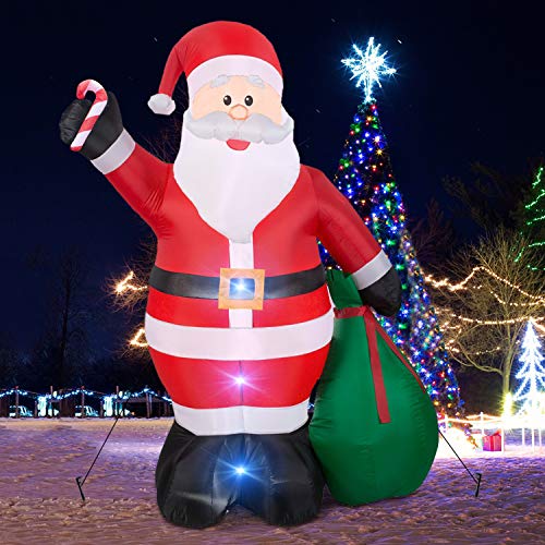 12 Foot Inflatable Santa Claus with Gift Bag for Christmas Yard Decoration