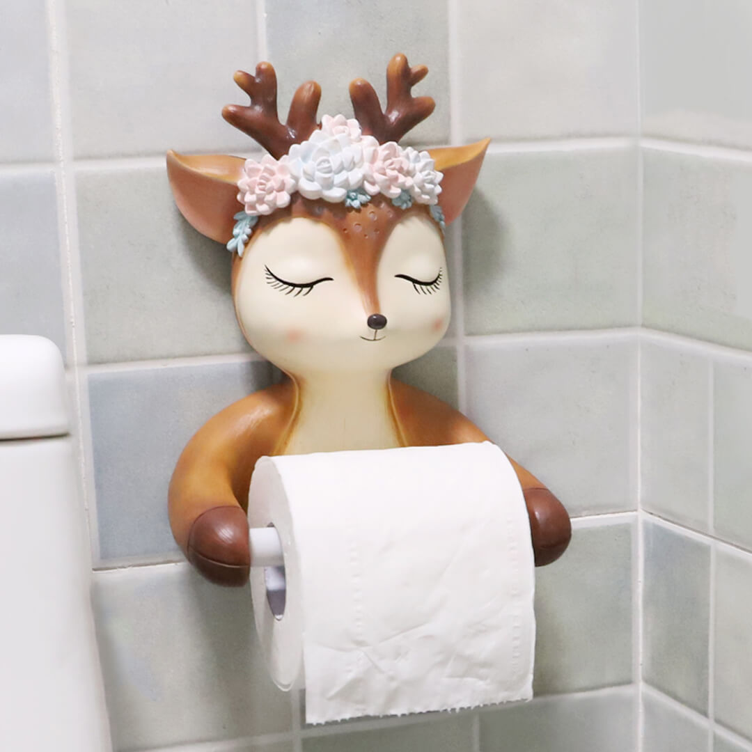 Toilet Roll Paper Holder Sika Deer Towel Rack Wall Mounted Bathroom Decor Gift