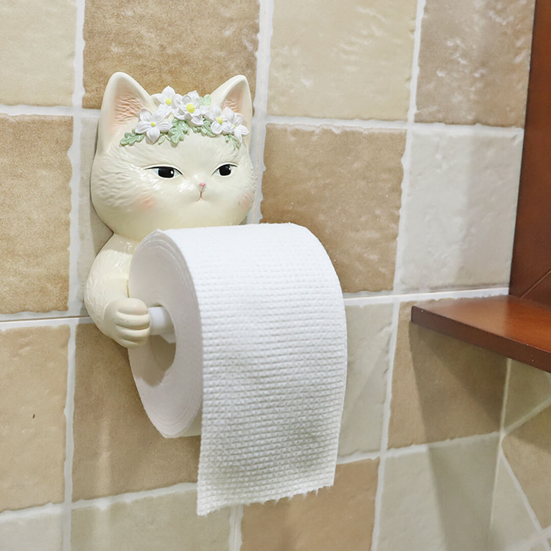 Toilet Paper Holders 1 Pcs Roll Holder Wall-Mounted Tissue Hanger Cute Cat Shape Home Decor