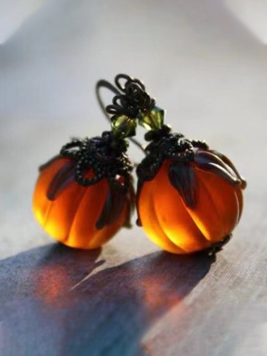 Halloween Vintage Luminous Drop Dangle Earrings Pumpkin Ear Studs