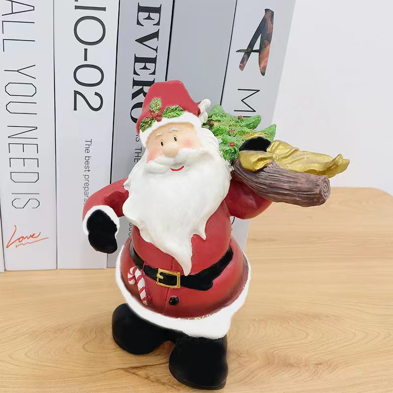 Creative Resin Craft Carrying Tree Santa Claus Christmas Desktop Decoration Ornament