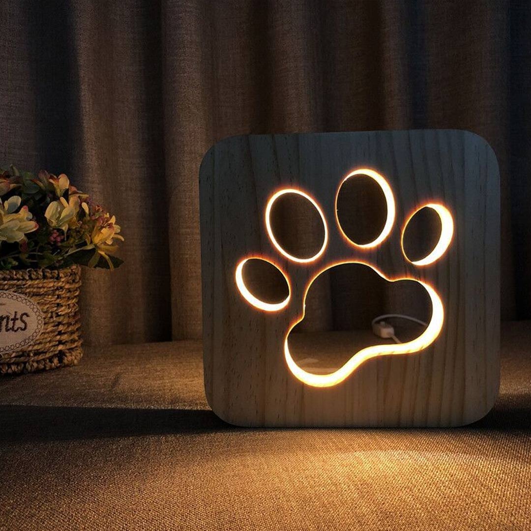 Night Light Wood Carving Desk Lamp 3D Optical Creative Desk Lamp Bedroom Decoration