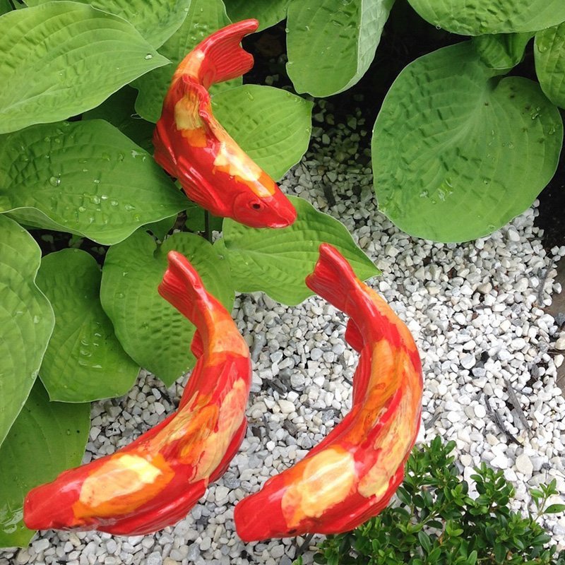 Garden Decoration Swimming Koi Resin Statue