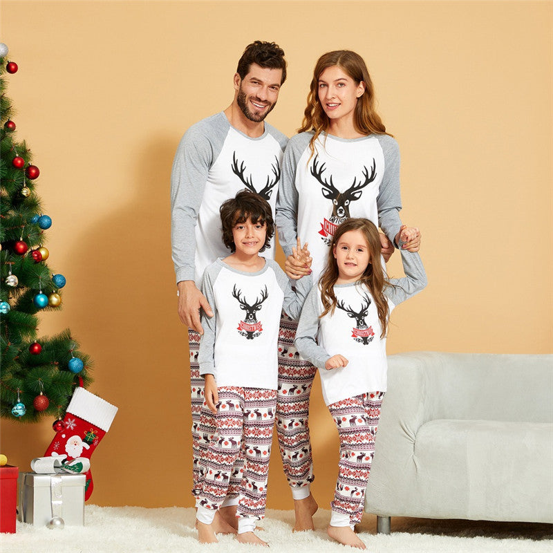 Matching Family Holiday Pajamas For Christmas Long Sleeve Elk Print
