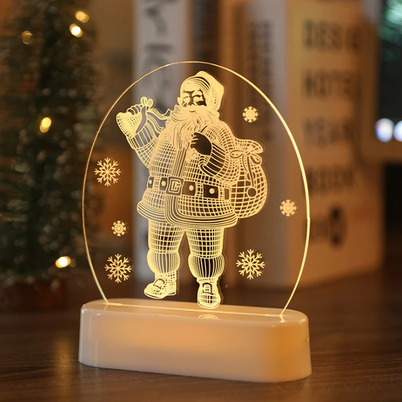 Christmas Santa Claus Acrylic 3D Night Lamp For Kids Bedroom Decor Nightlight Gift