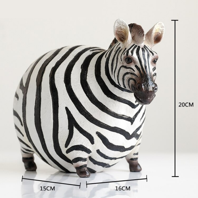 Fat Zebra Resin Animal Figurines Ornaments Model Desk Decor Home Decoration