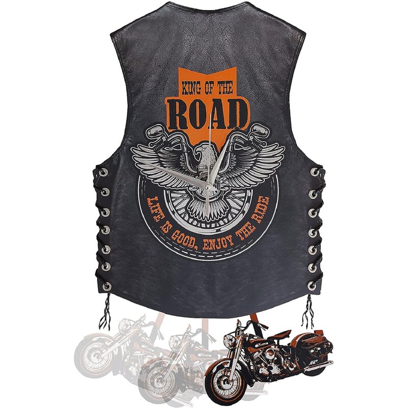 Vest Motorcycle Clock Wall Decoration Creative Gift For Home Cafe Bar