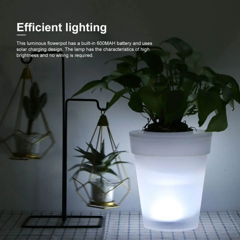Solar Plastic Small Flowerpot Lamp Outdoor Waterproof LED Garden Balcony Garden Decorate