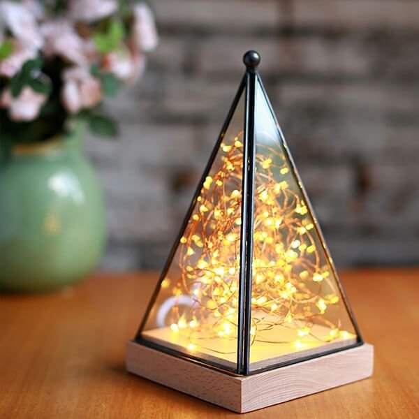Nordic Fairy Light Jar Light Triangle Glass USB Warm Yellow