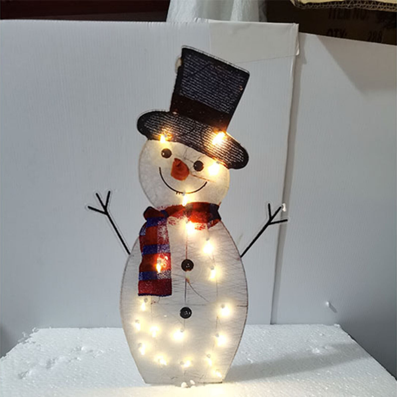 Lighted Tinsel Snowmen Family Christmas Yard Decorations
